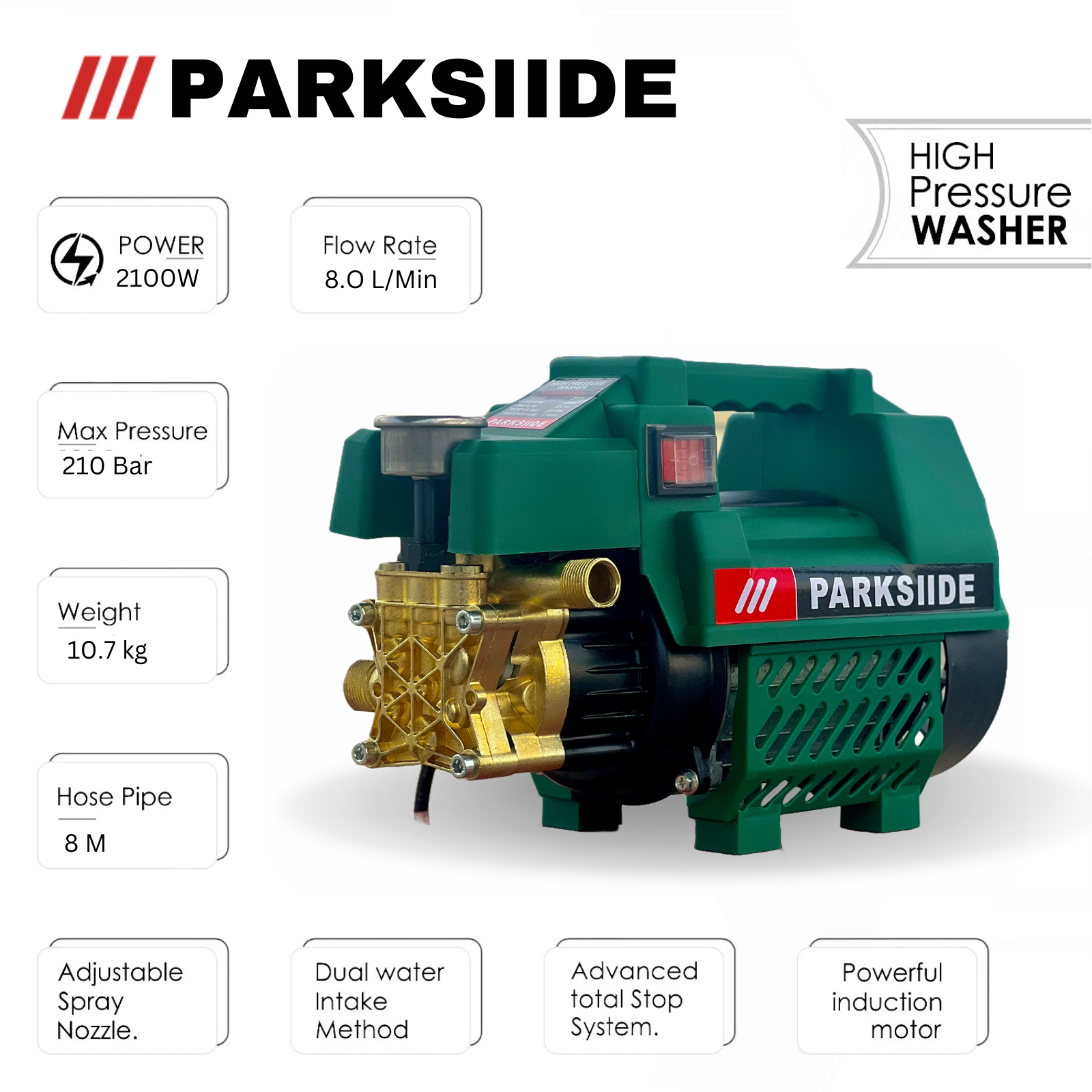 PARKSIIDE High Pressure Washer 2100W 210 Bar – PKS-1402303