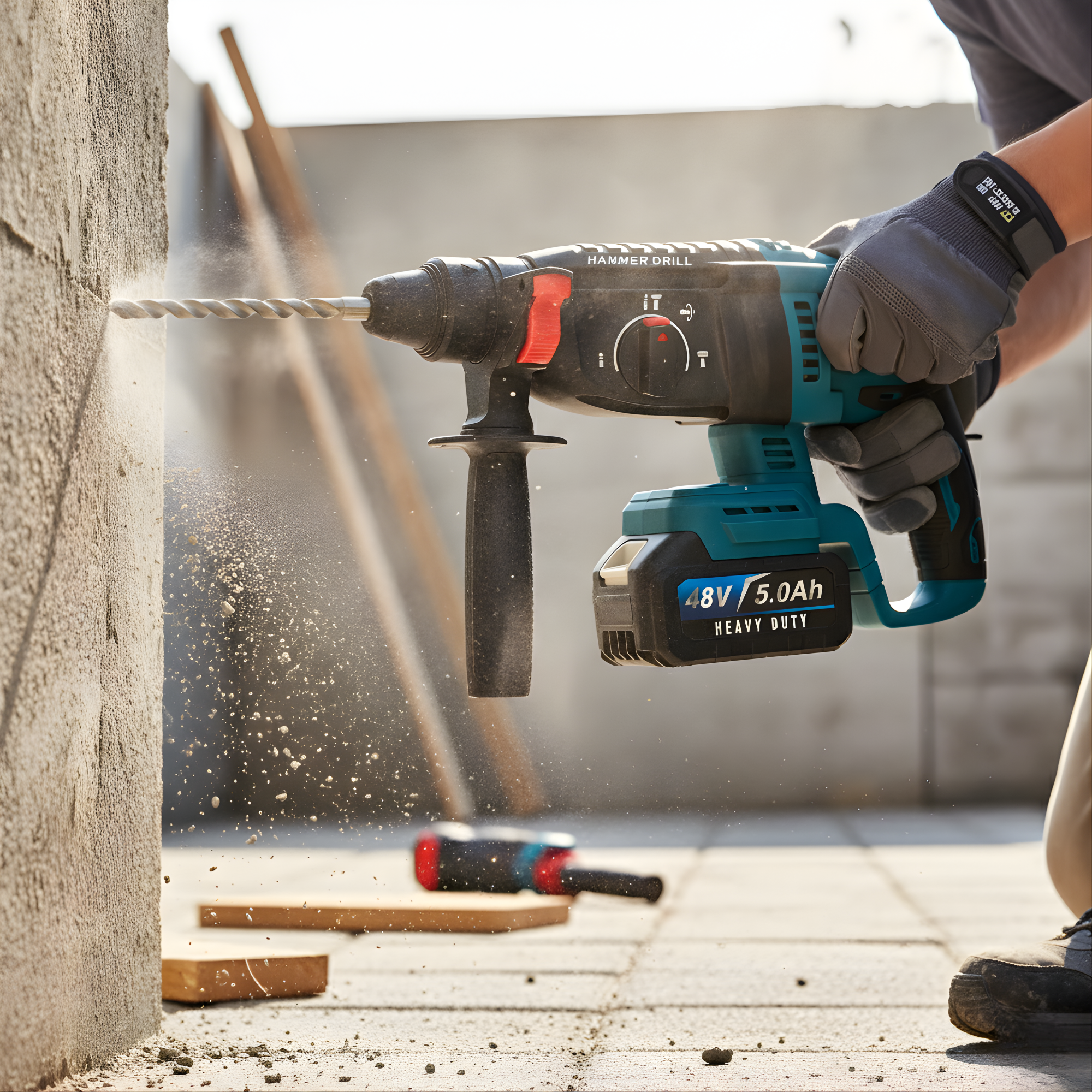 THOR 4-Tool Cordless Power Tool Combo Kit, 10mm Drill, Angle Grinder, 1/2-inch Impact Wrench, Rotary Hammer, 3x 5.0Ah Batteries, Fast Charger, Brushless Motors, BMC Box, High Quality