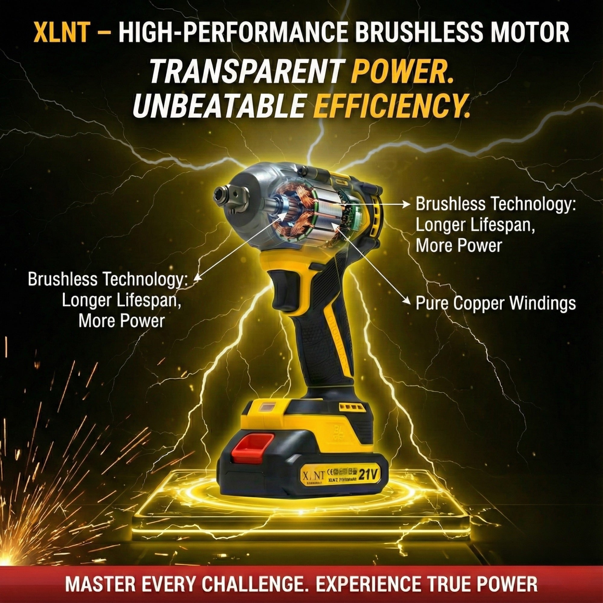 XLNT 21V Brushless Cordless Impact Wrench – XTCIWL136
