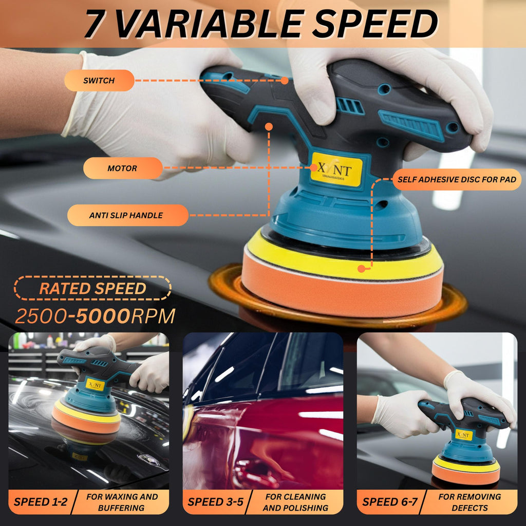 XLNT Cordless Polisher 2500–5000 RPM, XTCP 185