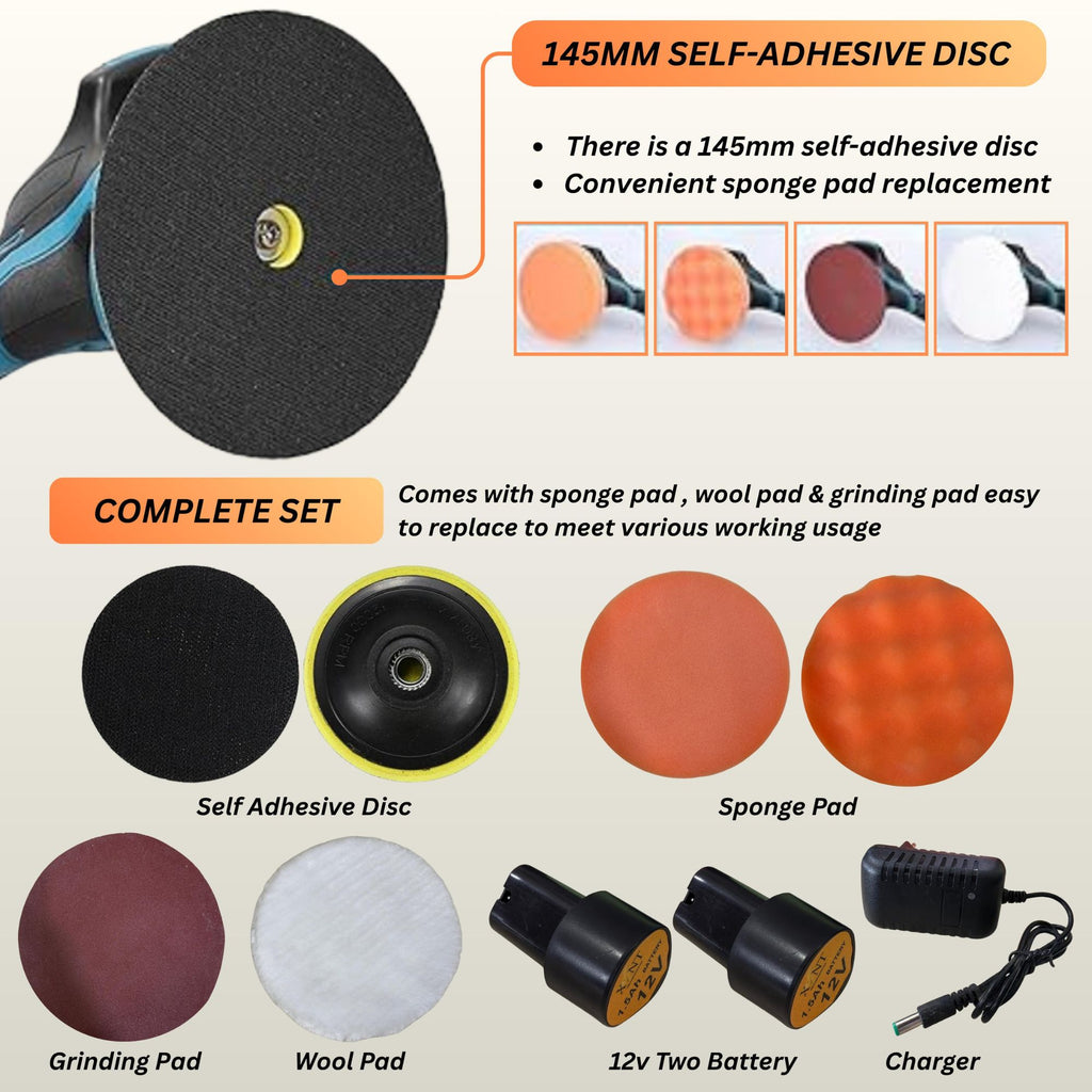 XLNT Cordless Polisher 2500–5000 RPM, XTCP 185