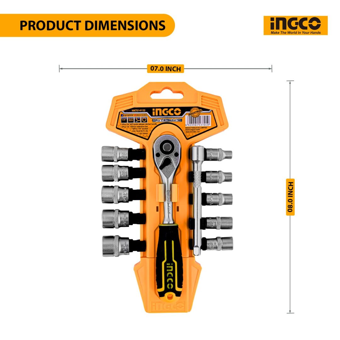 INGCO 12 PCS 1/4 SOCKET SET(HKTS14122) - Image 2