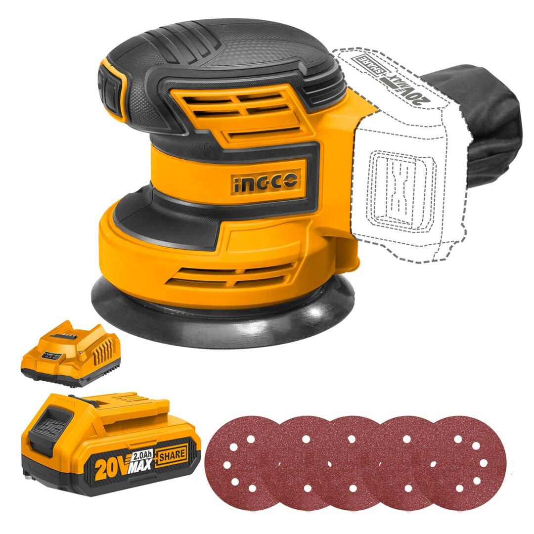 INGCO CORDLESS RANDOM ORBITAL SANDER 1000RPM 125MM  (CROSLI20011)