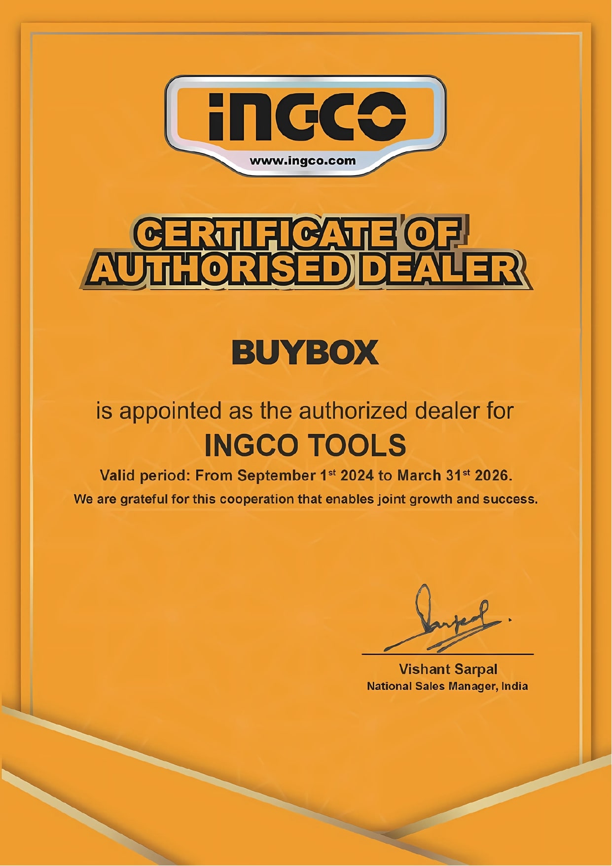 buybox ingco certidicate