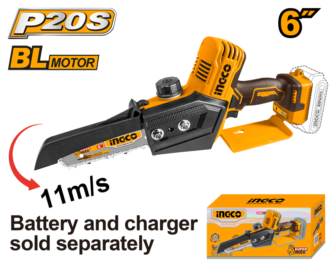 INGCO CORDLESS MINI CHAIN SAW 6"(CGSLI2068) - Image 2