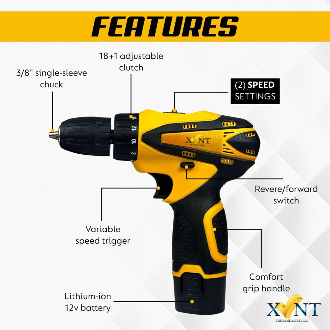 XLNT  CORDLESS DRILL , NO LOAD SPEED 350-1350 , 12V  XTCDS-126 - Image 2
