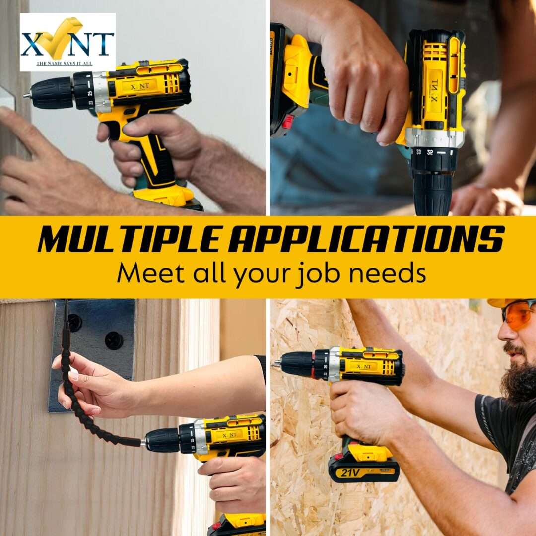XLNT CORDLESS DRILL, 12V LITHIUM-ION BATTERY, 2 SPEED SETTINGS 350-1350, 25+1 TORQUE, FLEXIBLE SHAFT, COMPLETE ACCESSORY KIT XTCDS-127 - Image 7