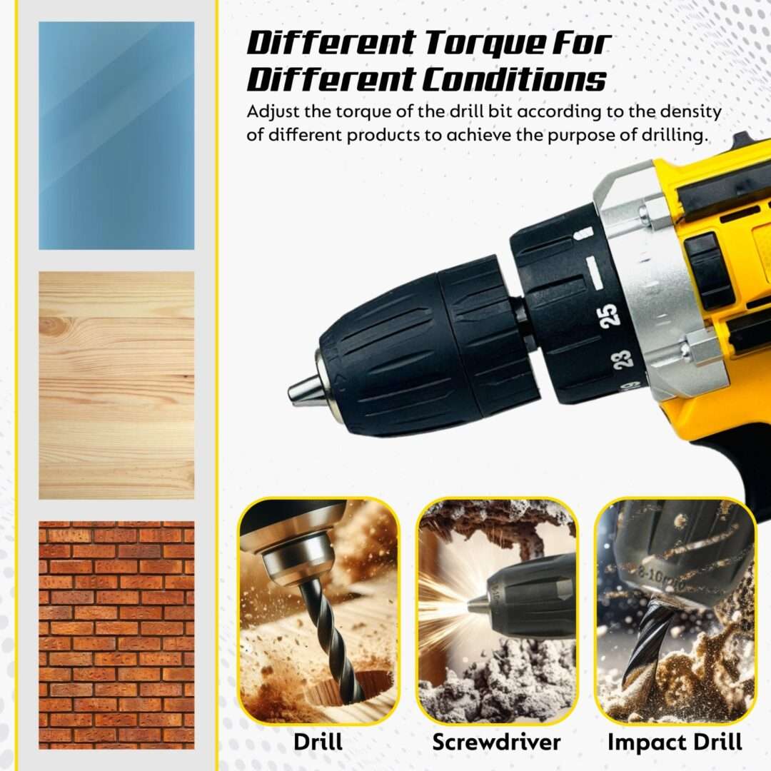 XLNT CORDLESS DRILL, 12V LITHIUM-ION BATTERY, 2 SPEED SETTINGS 350-1350, 25+1 TORQUE, FLEXIBLE SHAFT, COMPLETE ACCESSORY KIT XTCDS-127 - Image 5