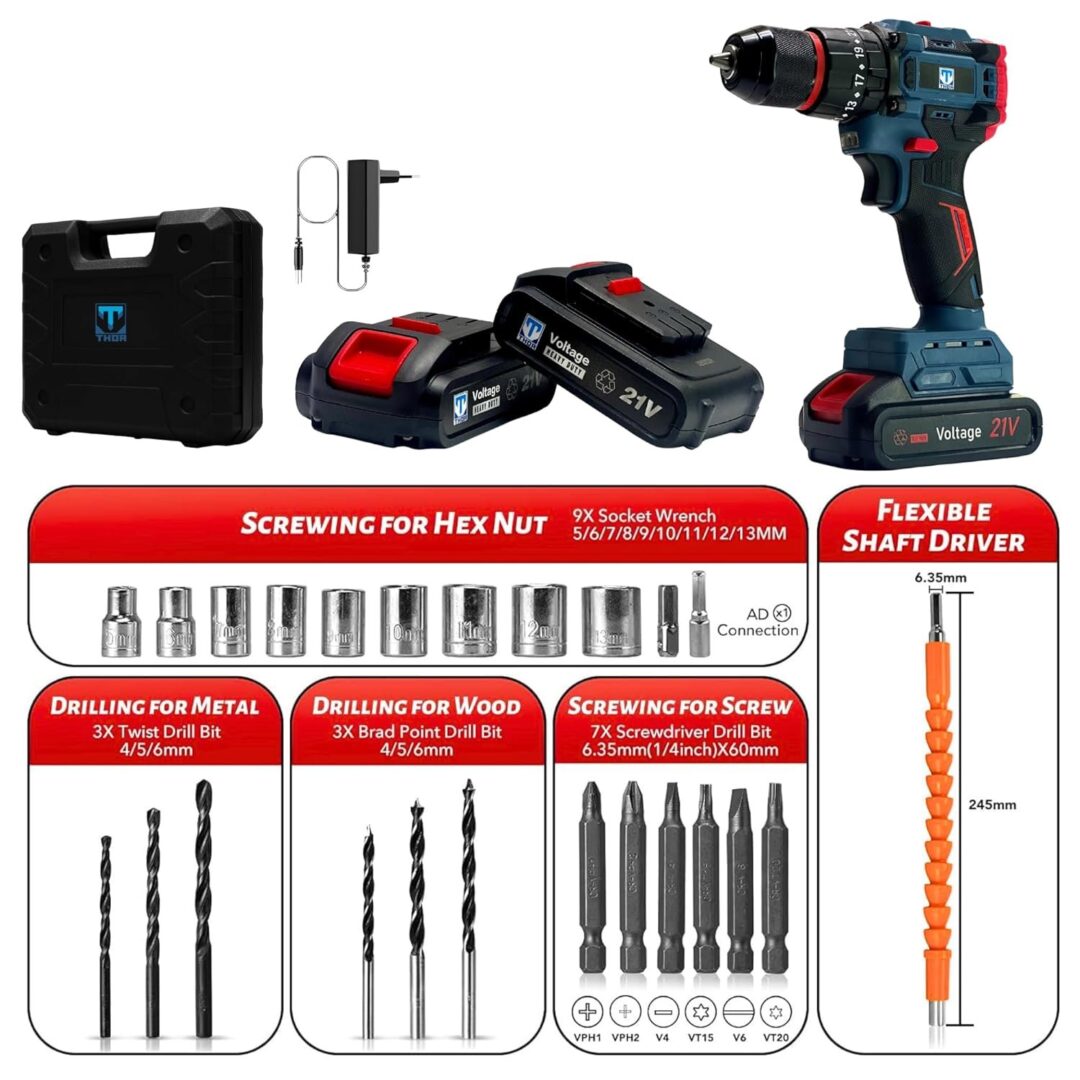 THOR CORDLESS DRILL 21 V 3MODE, THCDK1502 - Image 4