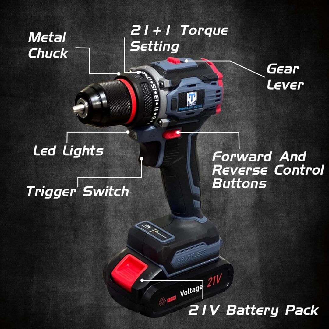 THOR CORDLESS DRILL 21 V 3MODE, THCDK1502 - Image 5