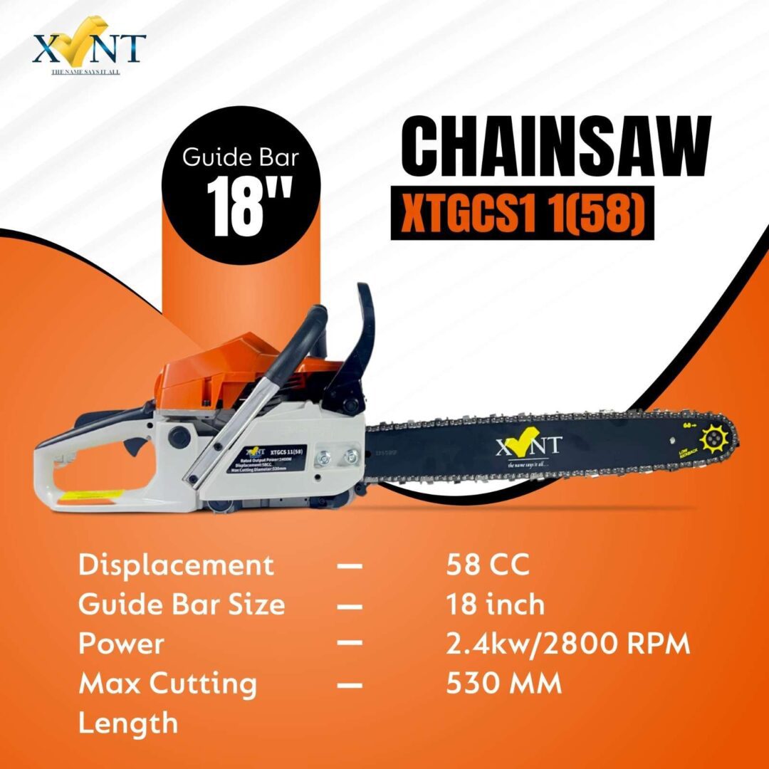 XLNT GASOLINE CHAINSAW 58CC 18", XTGCS11(58) - Image 3