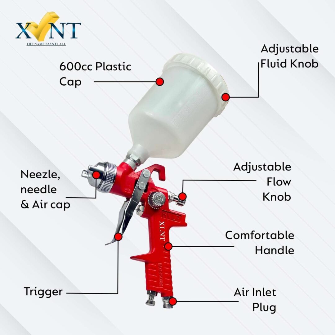XLNT AIR SPRAY PAINT GUN, 1.3/1.4 MMH827 - Image 4